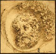 CARRACCI, Agostino Head of a Faun in a Concave (roundel) dsf oil painting artist